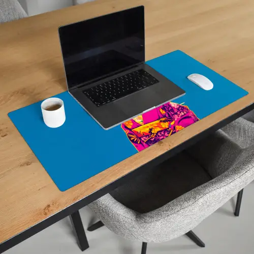 Muis - Kimono - Bloemen - Blauw Muismat XXL klein -sfeer1
