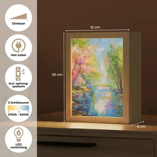 Olieverf - Landschap - Natuur - Kleurrijk Light Box met kabel (Tafellamp) klein -USP_NL