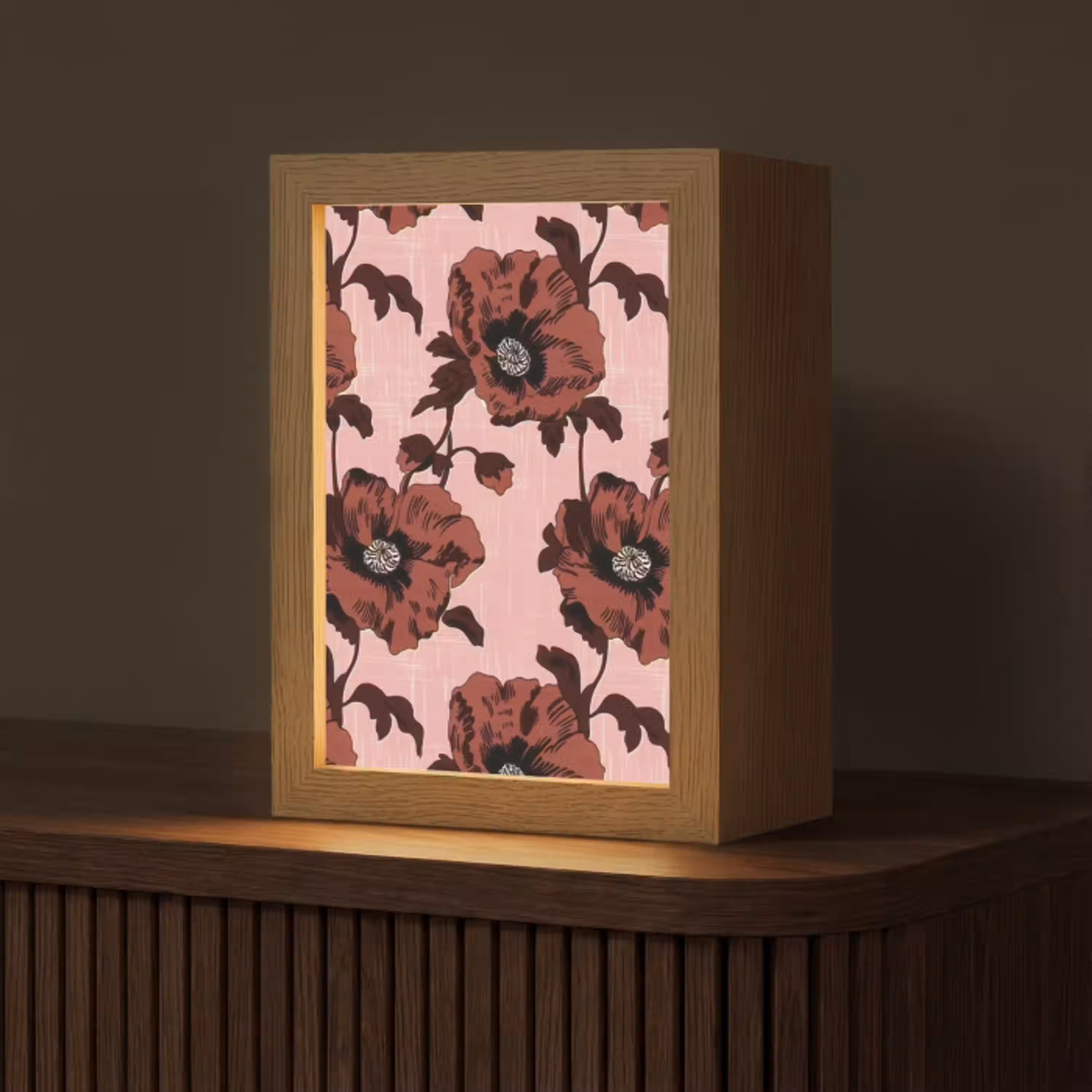 Bloemen - Retro - Rood Light Box met kabel (Tafellamp) klein 925 -z3d_website