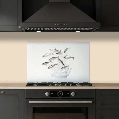 Vissen - Water - Wit keuken achterwand spatscherm klein -sfeer1
