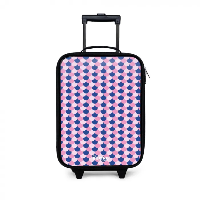 Schubben - Patroon - Blauw - Roze Kinderkoffer - Zwart klein -3d