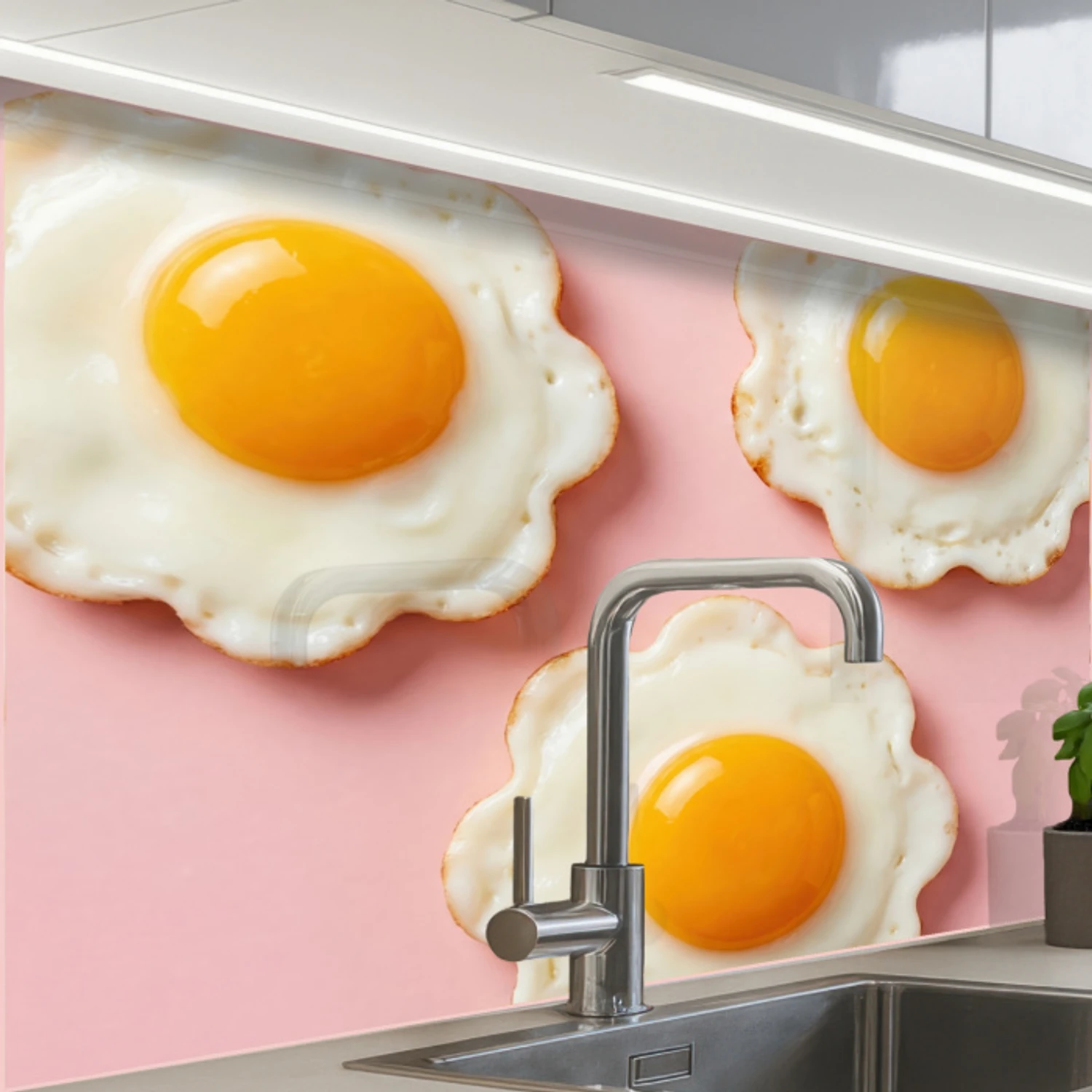Eieren - Bloem - Roze keuken achterwand 2 middel -zzzz3d_schuin