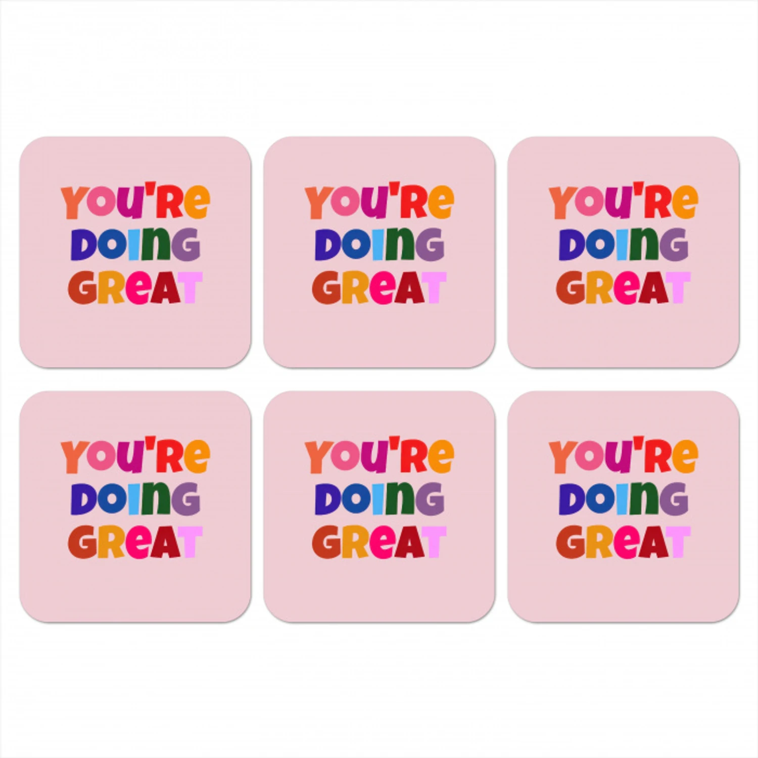 You're doing great - Roze - Kleurrijk onderzetter kurk middel -3d