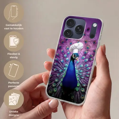 Pauw - Koksmuts - Cool - Paars Telefoonhoesje iPhone 17 Pro klein -sfeer3_NL