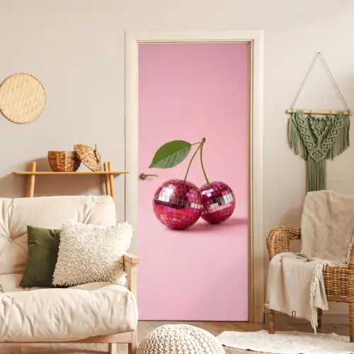 Disco - Kersen - Roze deurposter klein -sfeer2