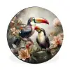 Toekan - Vogels - Bloemen - Jungle Wandcirkel aluminium klein -3d