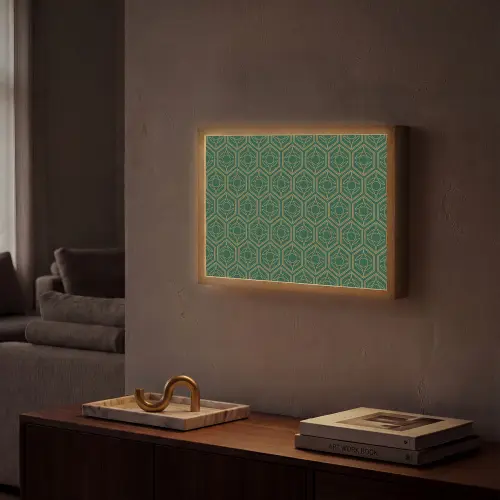 Geometrisch - Patroon - Groen Light Box met batterij (Wandlamp) middel 907 -sfeer1