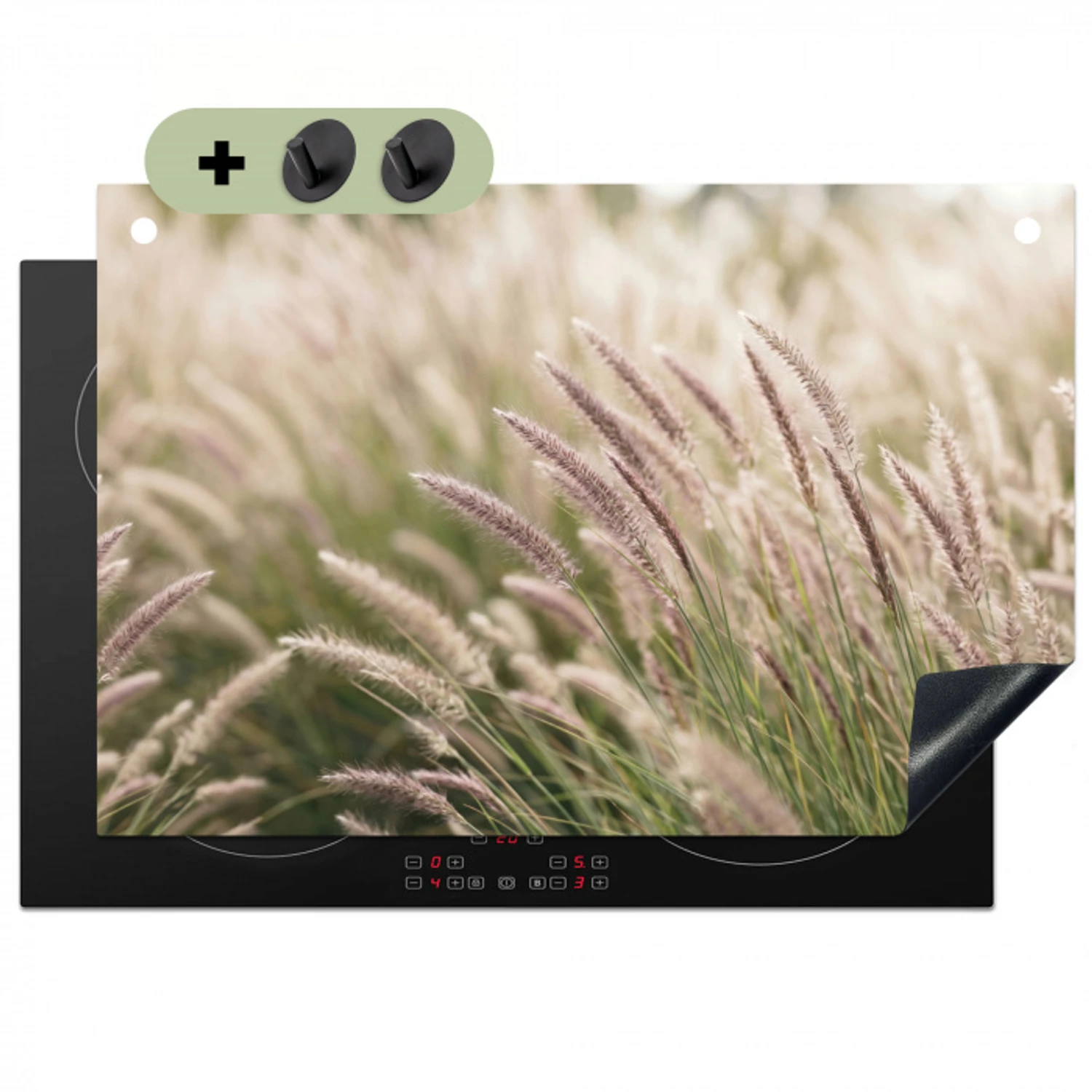 Gras - Close up - Groen Inductie beschemer met haakjes klein -3d