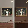 Moeder - Kind - Kleurrijk - Bloemen Light Box met batterij (Wandlamp) middel -sfeer3