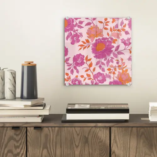 Bloemenpatroon - Roze - Oranje - Bloemen plexiglas 5mm klein -sfeer1