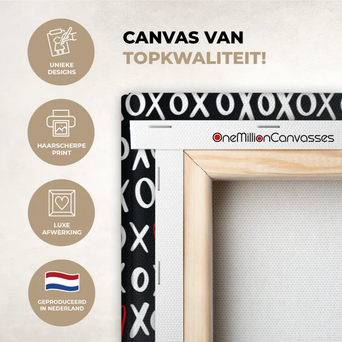 Tekens - Wit - Zwart canvas 2cm xxl 828 -sfeer2