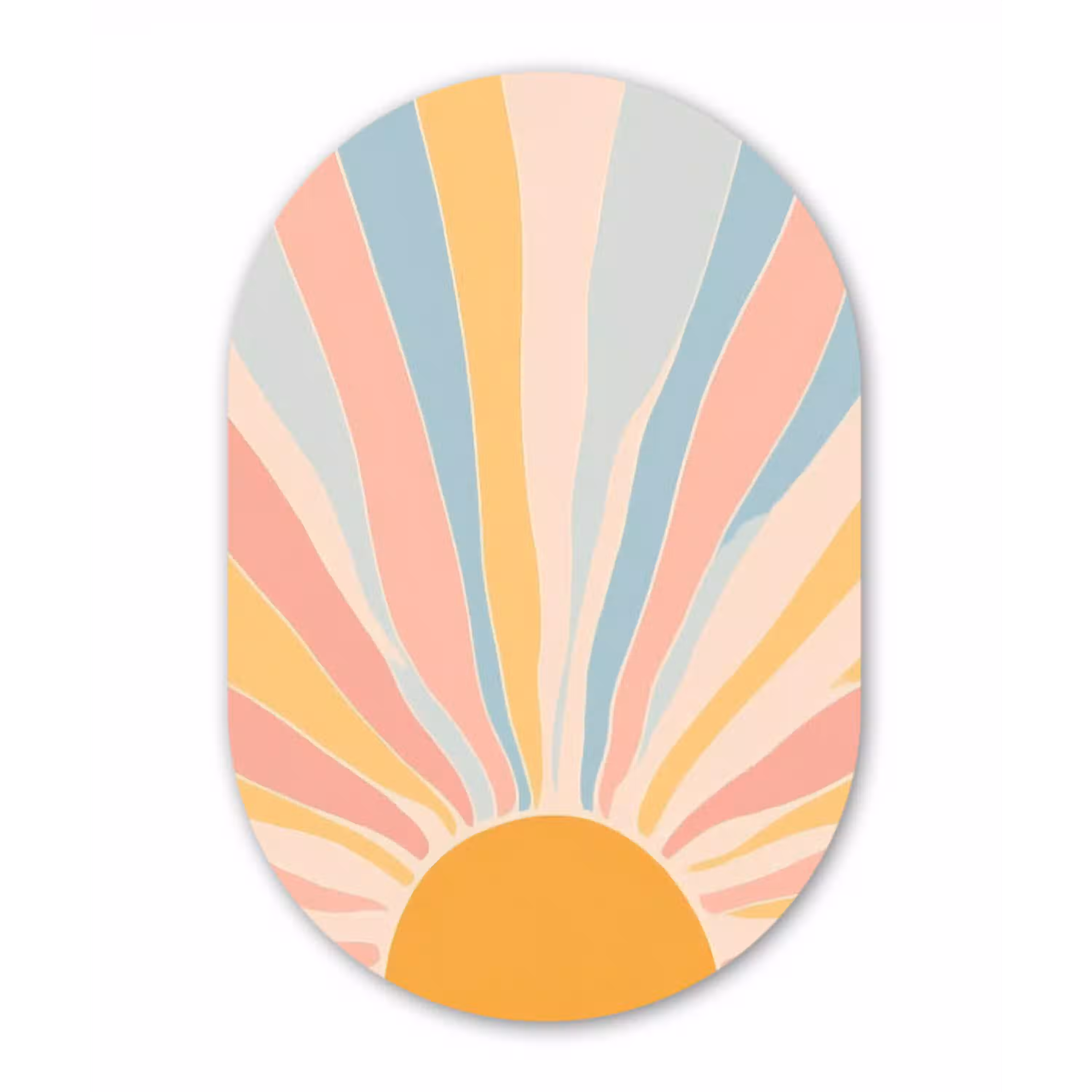 Illustratie - Zon - Pastelkleuren Wandcirkel Ovaal Glas middel -3d