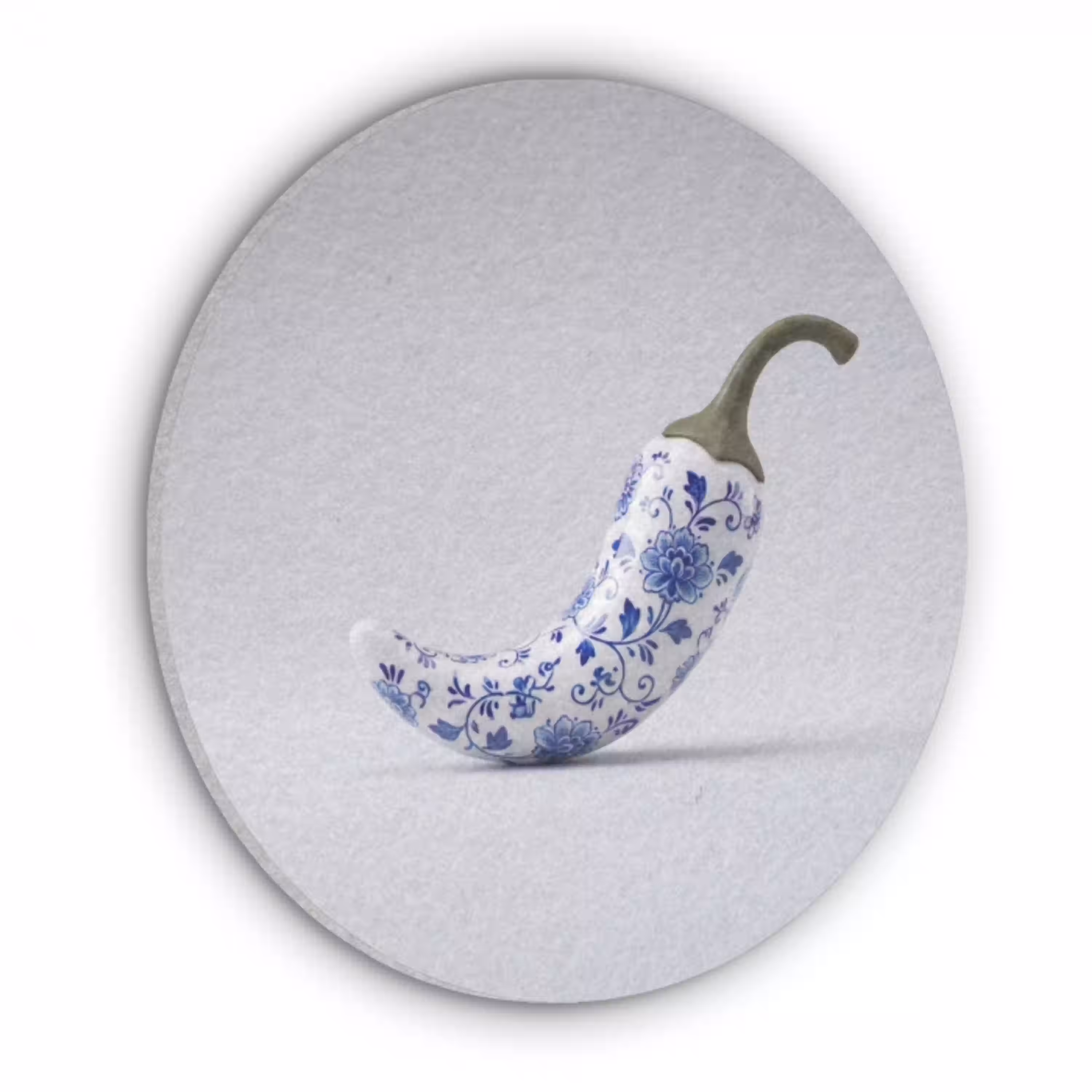 Chilipeper - Keramiek - Blauw Akoestische PET Vilt - Rond klein -3d