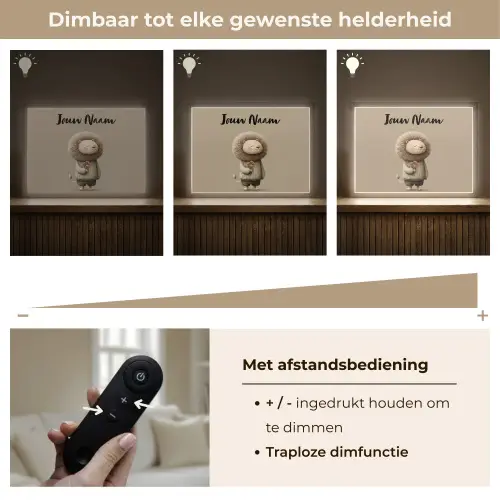 Leeuw - Oranje bloemen - Vriendelijk Light Box met batterij (Wandlamp kind) middel -USP_dimbaarNL