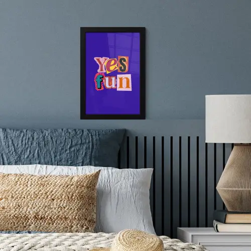 Yes fun - Kleurrijk - Collage-stijl fotolijst zwart zonder passe partout klein -sfeer3
