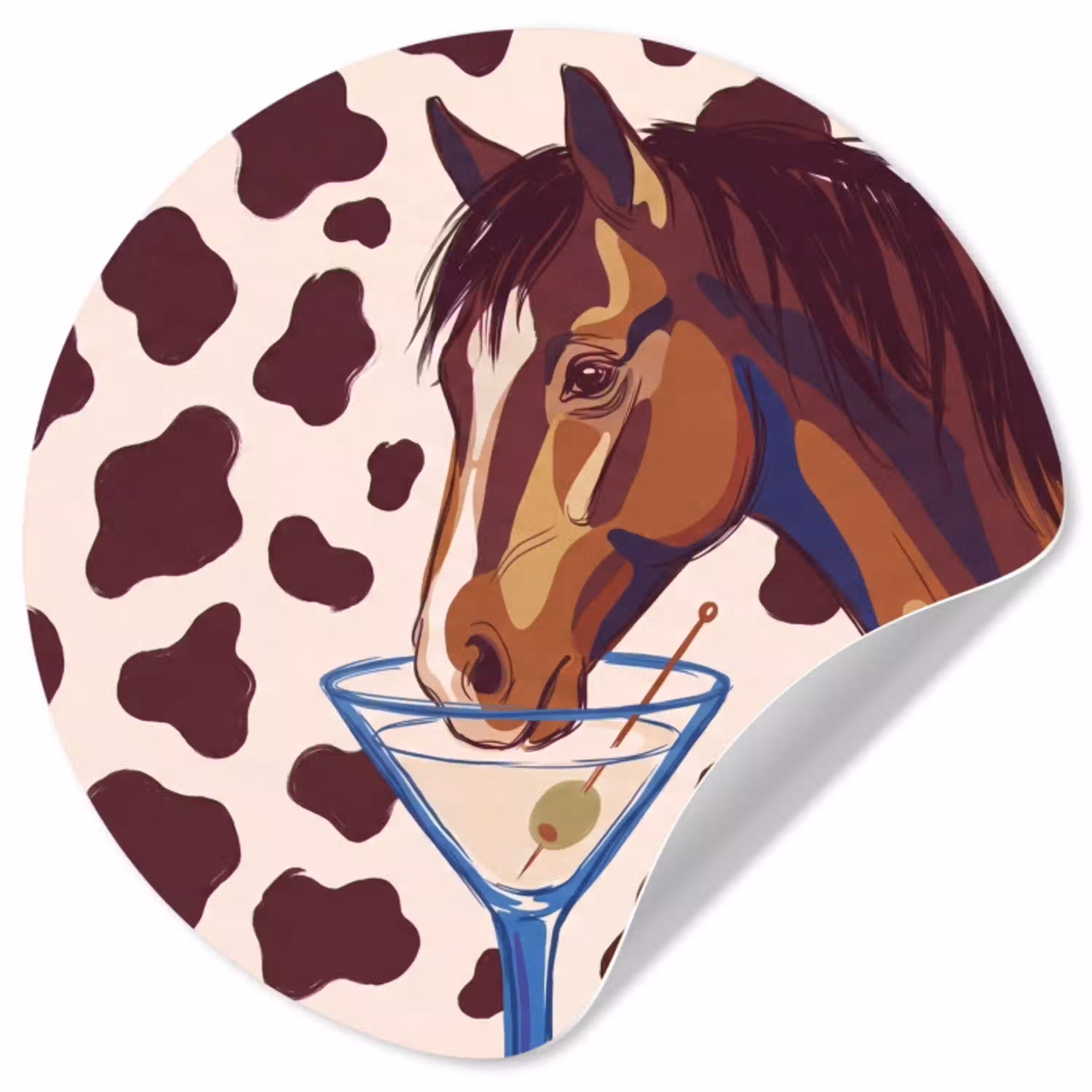 Paard - Martini - Dieren - Abstract - Bruin Wandcirkel behangsticker klein -3d