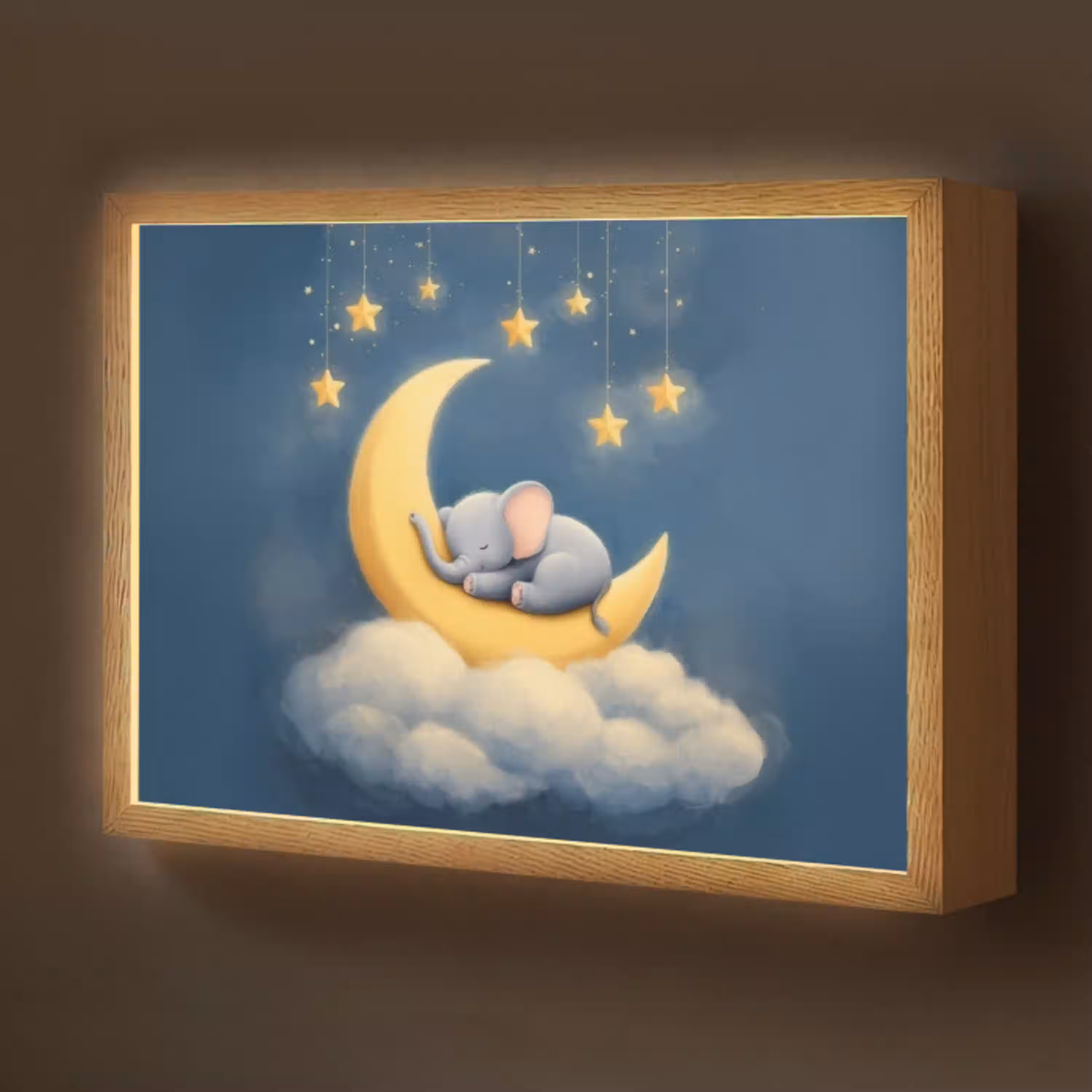 Sterren - Olifant - Maan - Wolken Light Box met batterij (Wandlamp kind) middel -z3d_website