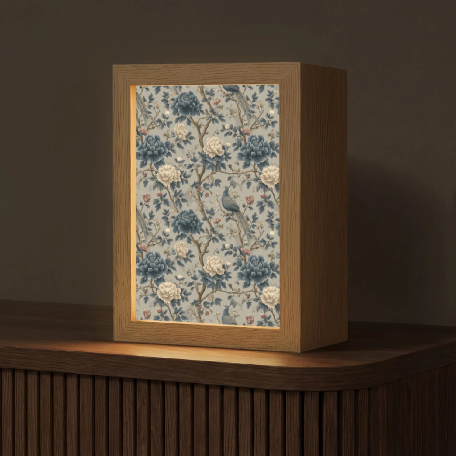 Pauw - Bloemen - Blauw Light Box met kabel (Tafellamp) klein 925 -z3d_website