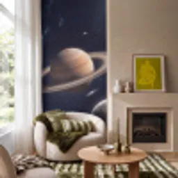 Planeten - Saturnus - Ruimte Behang Vinyl klein -sfeer2