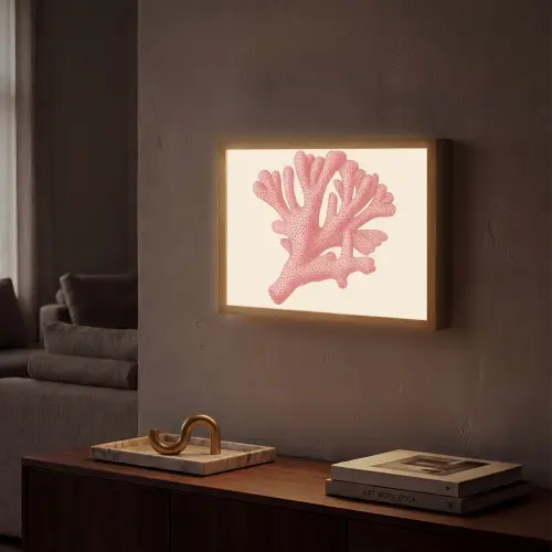 Koraal - Stipjes - Roze Light Box met batterij (Wandlamp) middel -sfeer1