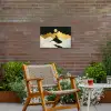 Wolf - Bergen - Maan - Zwart Tuinposter op houten frame 2 cm dik klein -sfeer3