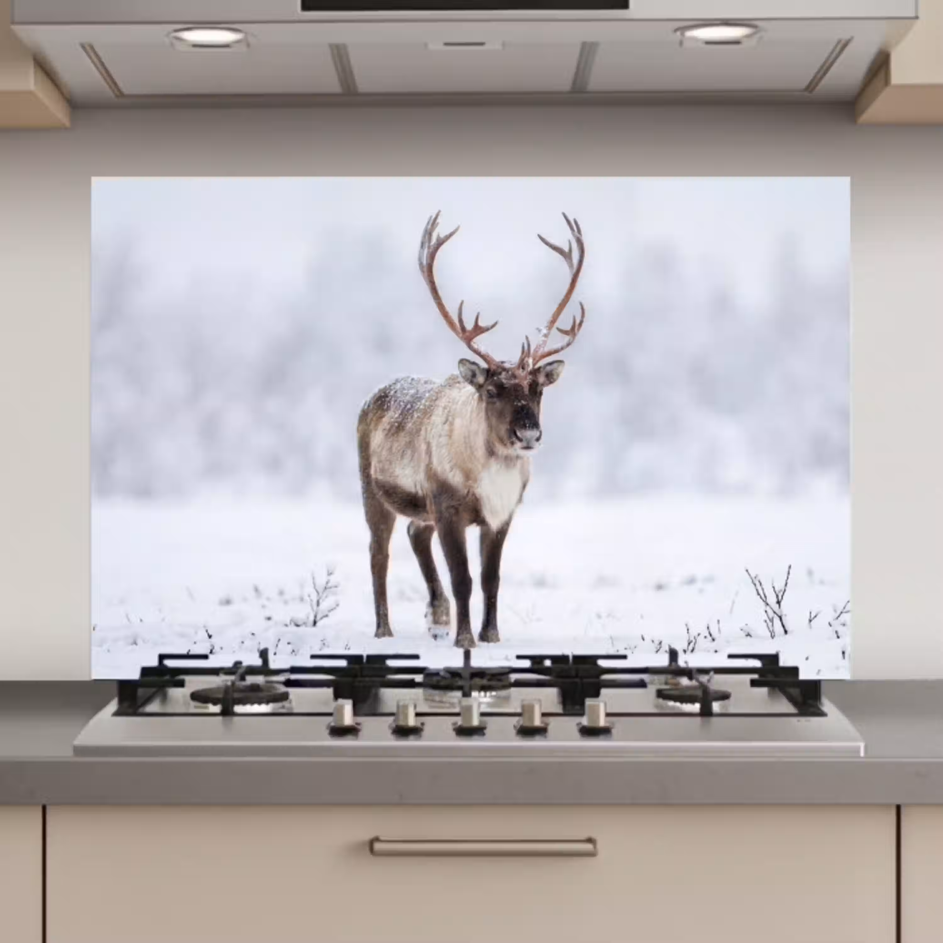 Rendier - Gewei - Toendra - Sneeuw - Wild keuken achterwand spatscherm klein -3d_website