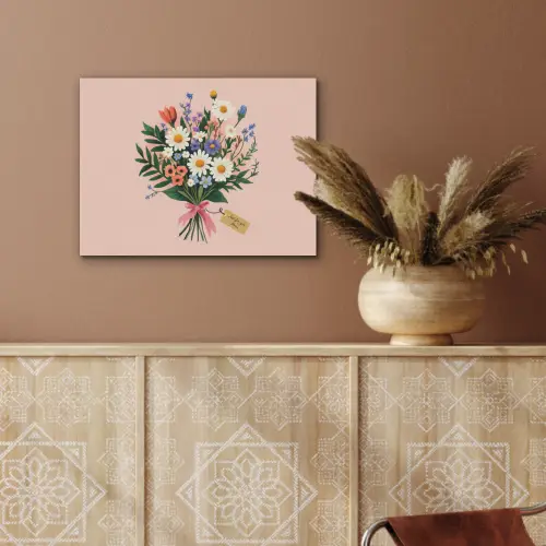 Margrieten - Boeket - Strikje - Roze PET vilt klein -sfeer4