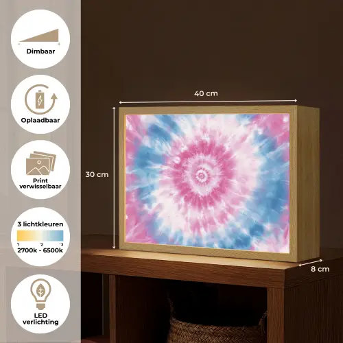 Tie-dye - Roze - Patroon Light Box met batterij (Wandlamp kind) middel -USP_websiteoverzichtNL