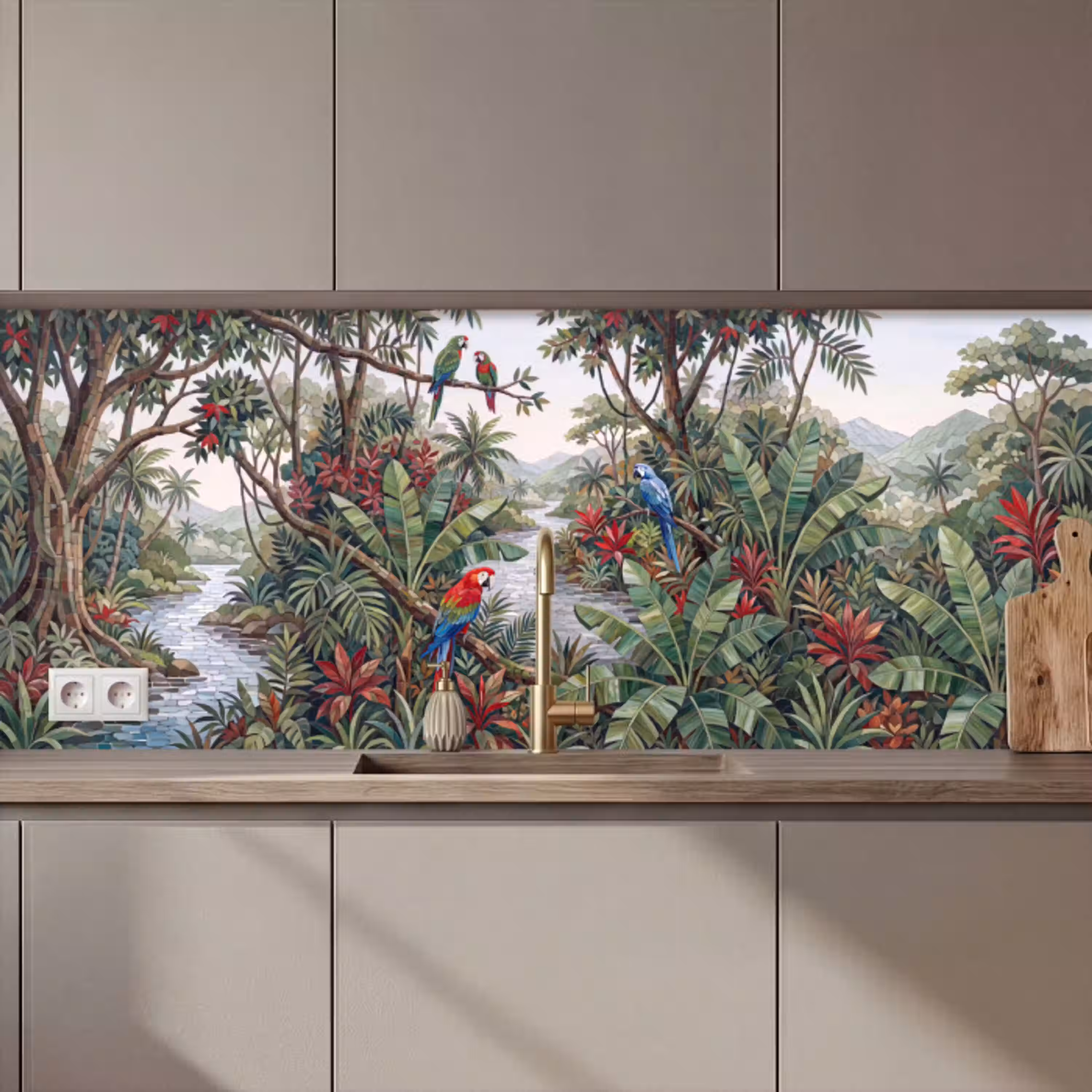 Vogel - Jungle - Natuur - Mozaïek - Groen keuken achterwand 2 middel zz_3dshopping