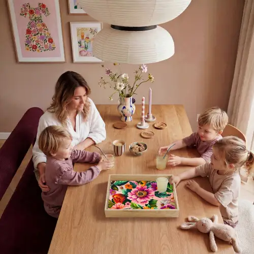Bloemen - Kleurrijk - Roze Dienblad Rechthoek middel -sfeer4