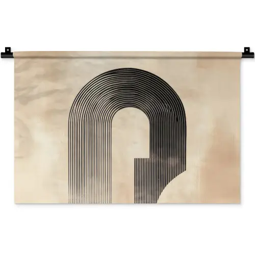 Boog -  Strepen - Minimalistisch - Zwart Wandkleed katoen klein -zz3d