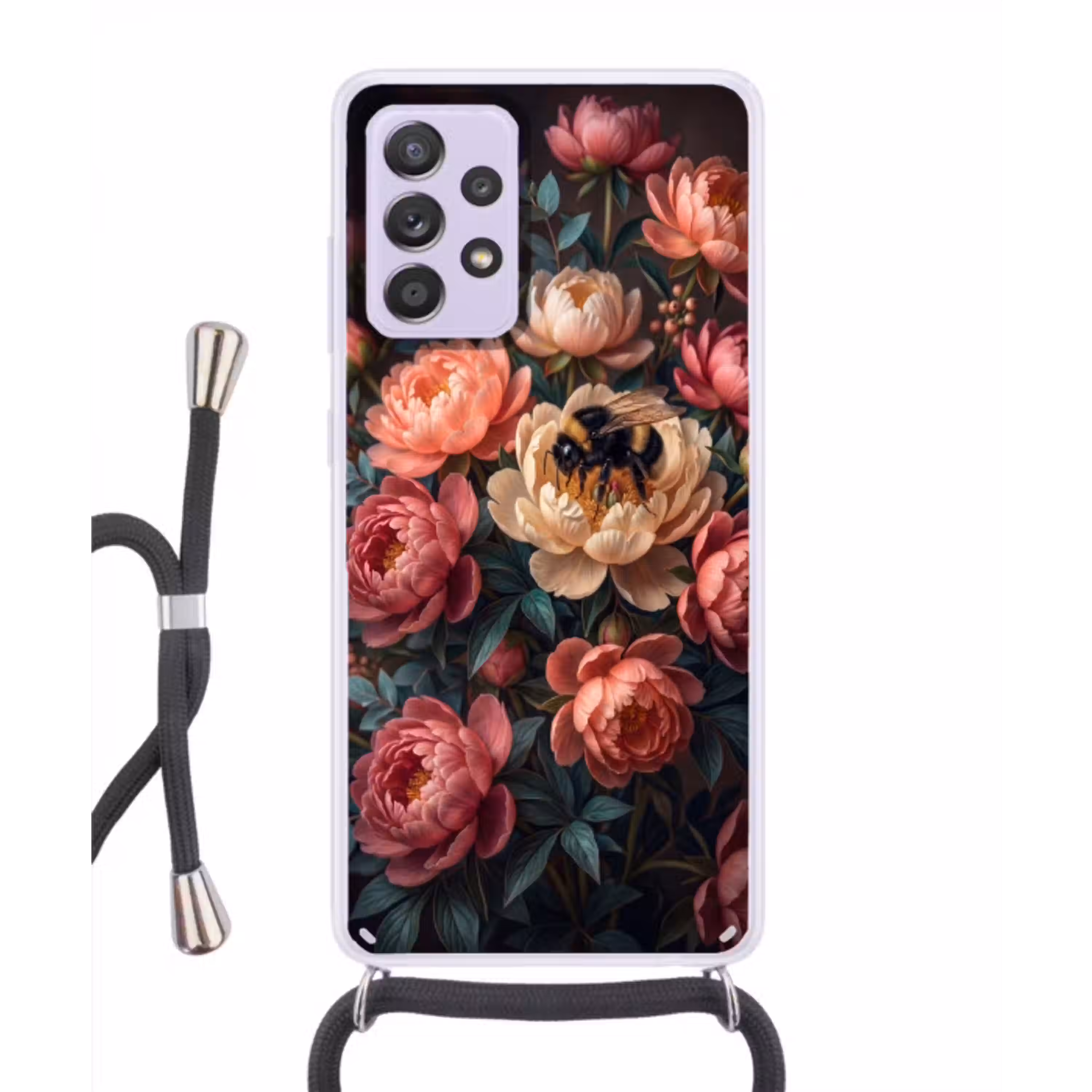 Bloemen - Insect - Natuur - Roze Hoesje Samsung Galaxy A52 5G met koord klein -3d