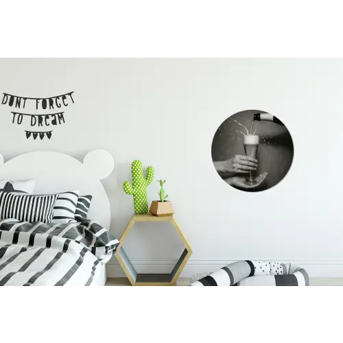 Champagnefles - Glas - Minimalistisch - Spetters Wandcirkel aluminium klein -kinderkamer