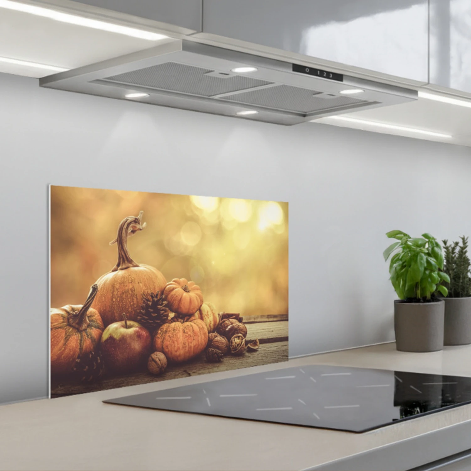 Pompoen - Herfst - Dennenappel - Fruit - Appel keuken achterwand spatscherm klein -3d_schuin