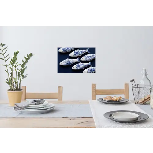 Vissen - Delfts - Blauw - Keramiek Muursticker klein -eettafel