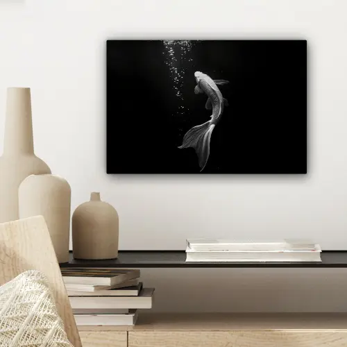 Koi - Vis - Wit - Zwart canvas 2cm klein -sfeer6