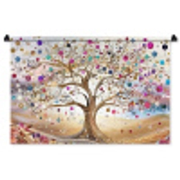 Levensboom - Goud - Kleurrijk - Abstract - Aesthetic Wandkleed katoen middel -zz3d