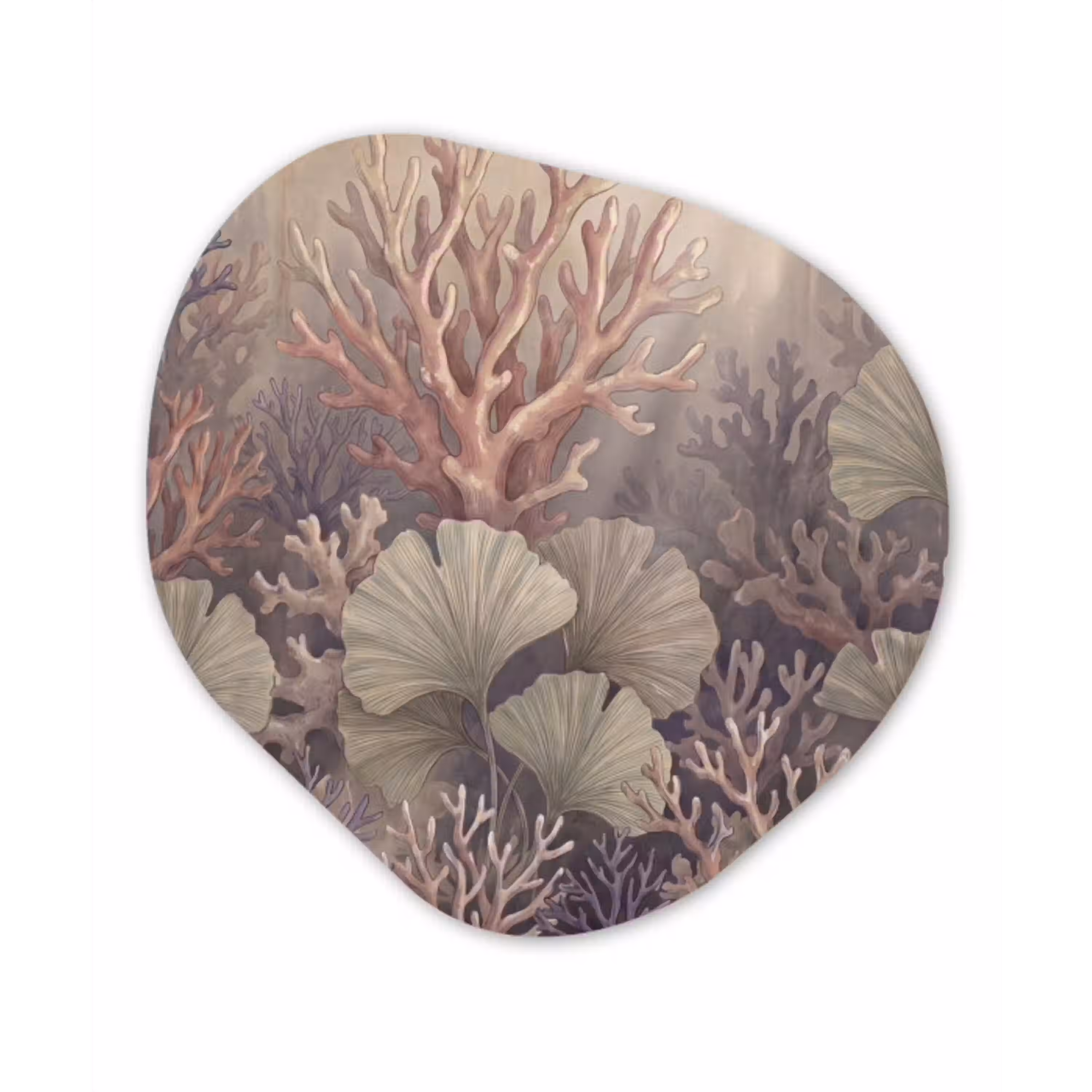 Plant - Bladeren - Zee - Illustratie - Groen Wandcirkel Organisch Aluminium middel -3d