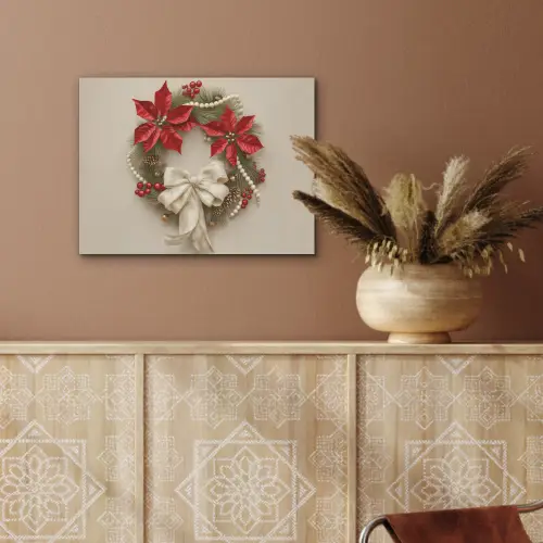 Deurkrans - Strik - Kerst - Rood - Groen PET vilt klein -sfeer4