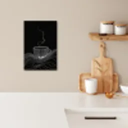 Lijntekening - Koffiekop - Zwart KitchenYeah - Keuken - Canvas klein -sfeer1