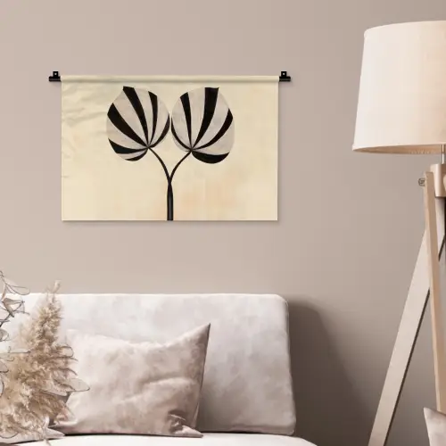 Bladeren - Gestreept - Stengel - Beige Wandkleed katoen klein -sfeer4