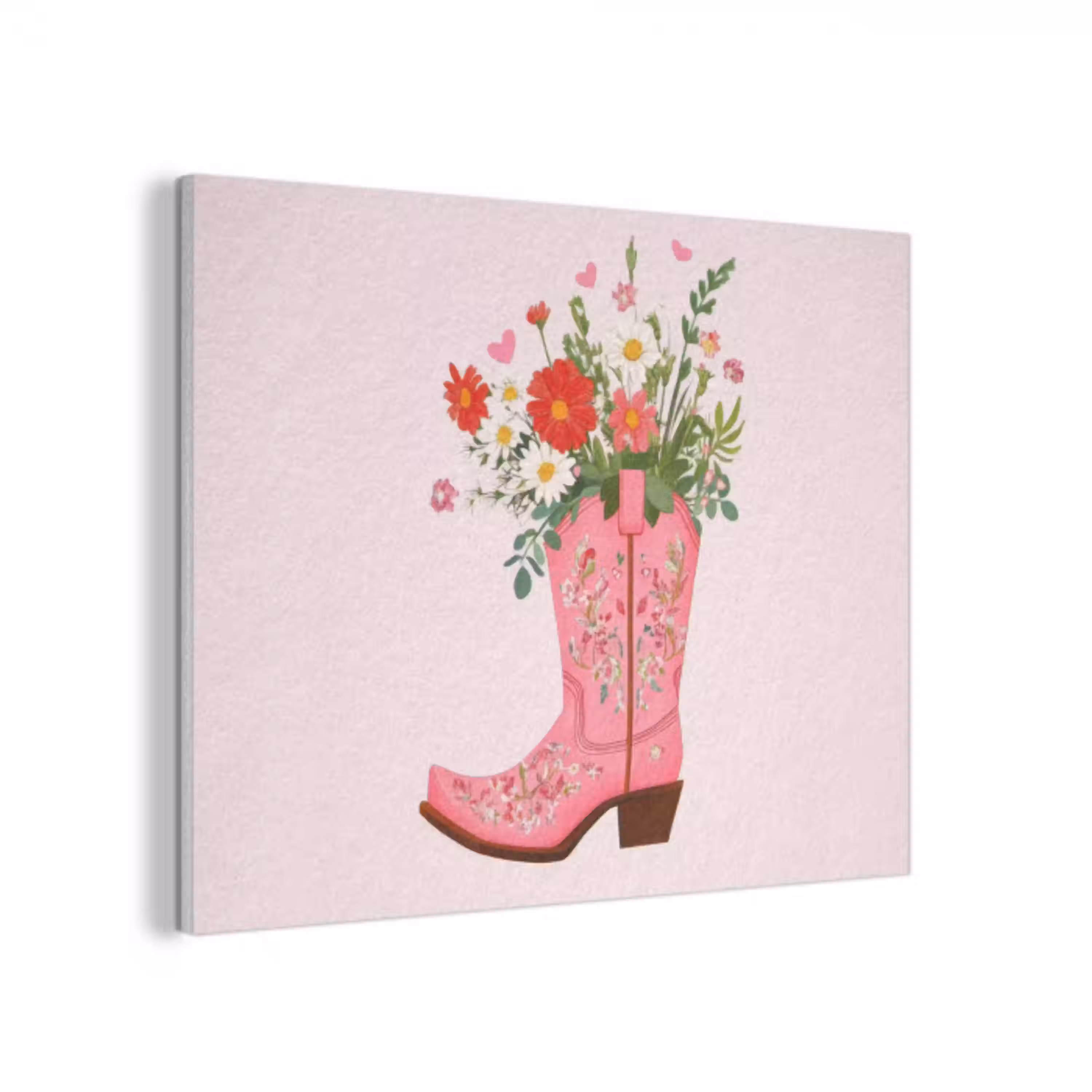 Cowboylaarzen - Roze - Boeket - Bloemen PET vilt klein -3d