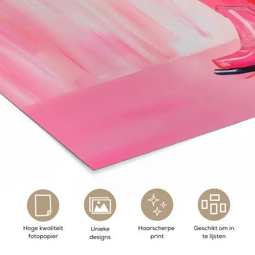 Roze - Bloemen - Cowboy poster papier klein -closeup_NL