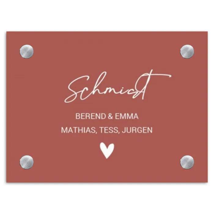 Terracotta - Sierlijk Naambord Rechthoek middel -3d