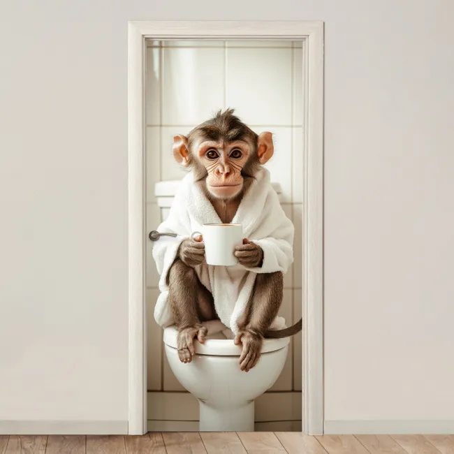 Deursticker - Aap - Modern - WC - Badjas