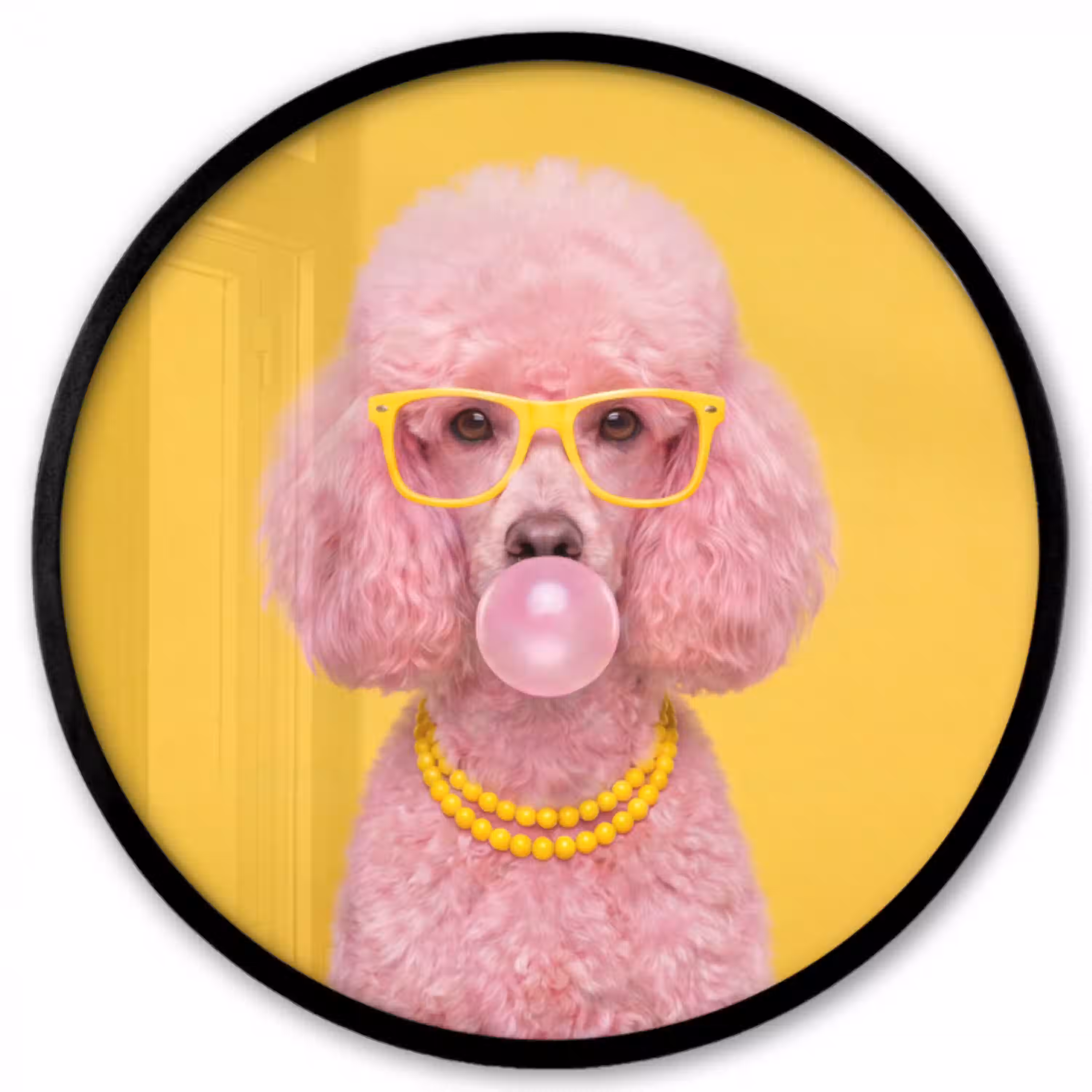 Hond - Kauwgum - Dieren - Modern - Roze Fotolijst rond zonder passe partout klein -3d