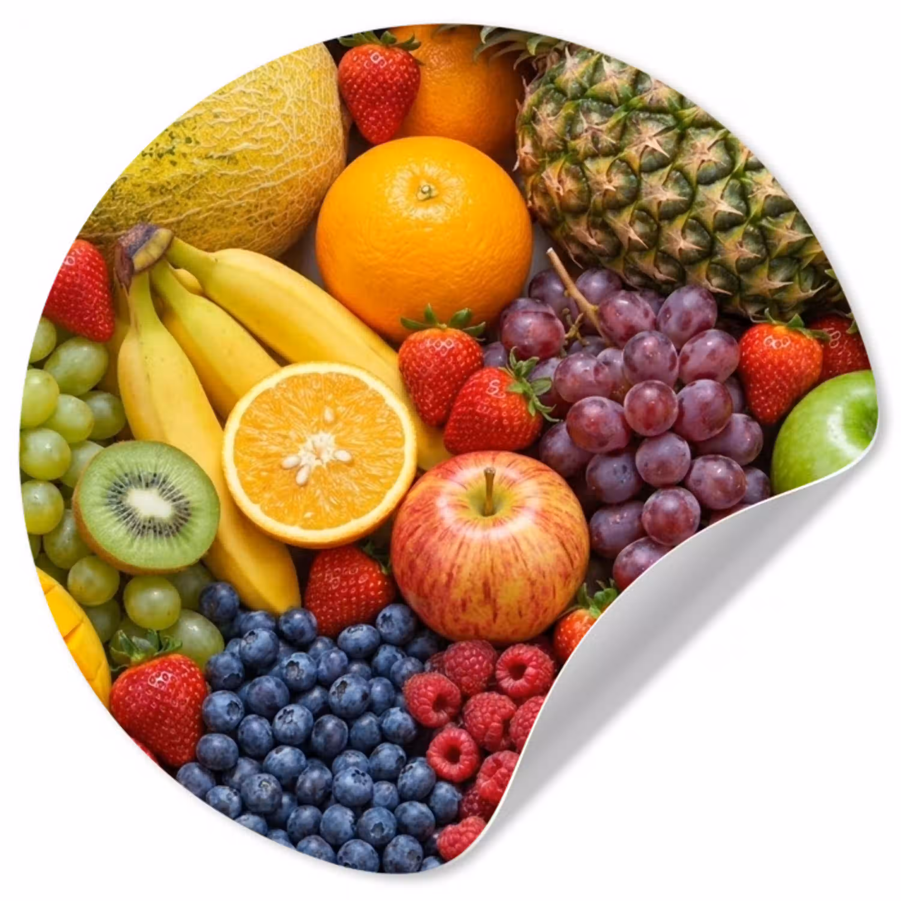 Eten - Fruit - Vers - Kleurrijk - Voeding Wandcirkel behangsticker klein -3d