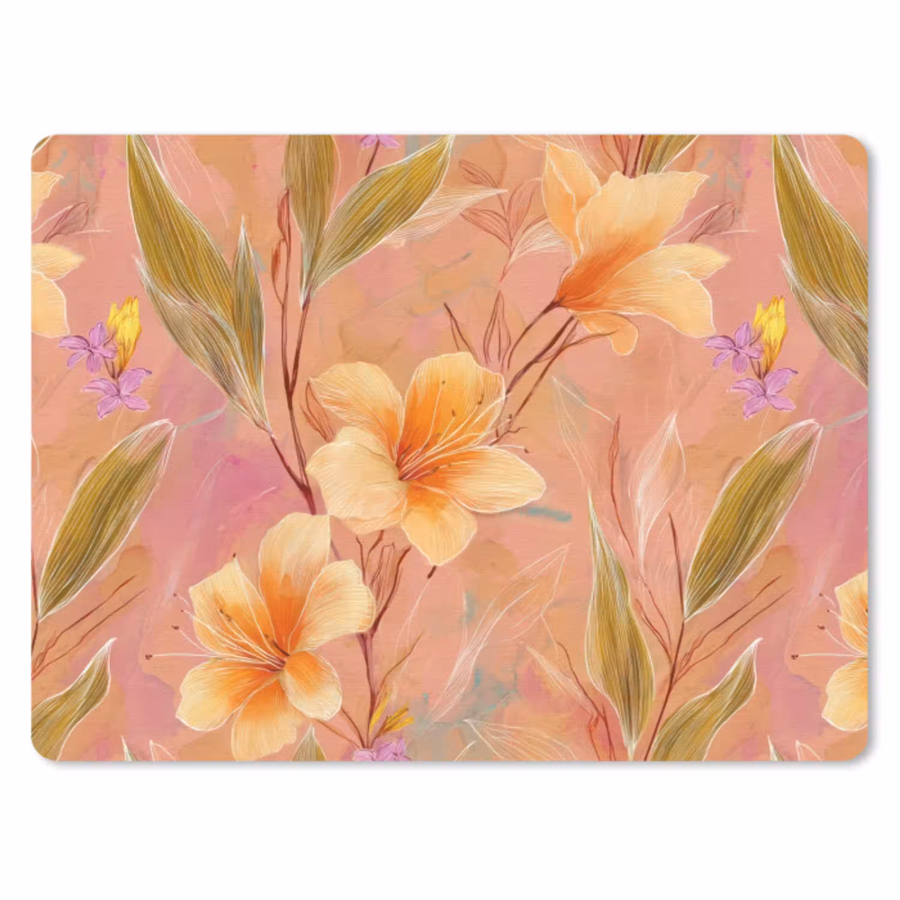 Botanisch - Bloemen - Kleurrijk muismat rubber klein 262 -3d