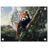 Panda - Rood - Boom - Wolken tuinposter los doek klein -3d