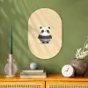 Panda - Beige - Minimalistisch Wandcirkel Ovaal Forex klein -sfeer2